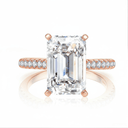 The Audrey - Emerald Cut Ring with Scalloped Pave Band - SparkLab Gems