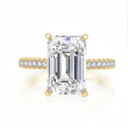 The Audrey - Emerald Cut Ring with Scalloped Pave Band - SparkLab Gems