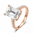 The Audrey - Emerald Cut Ring with Scalloped Pave Band - SparkLab Gems