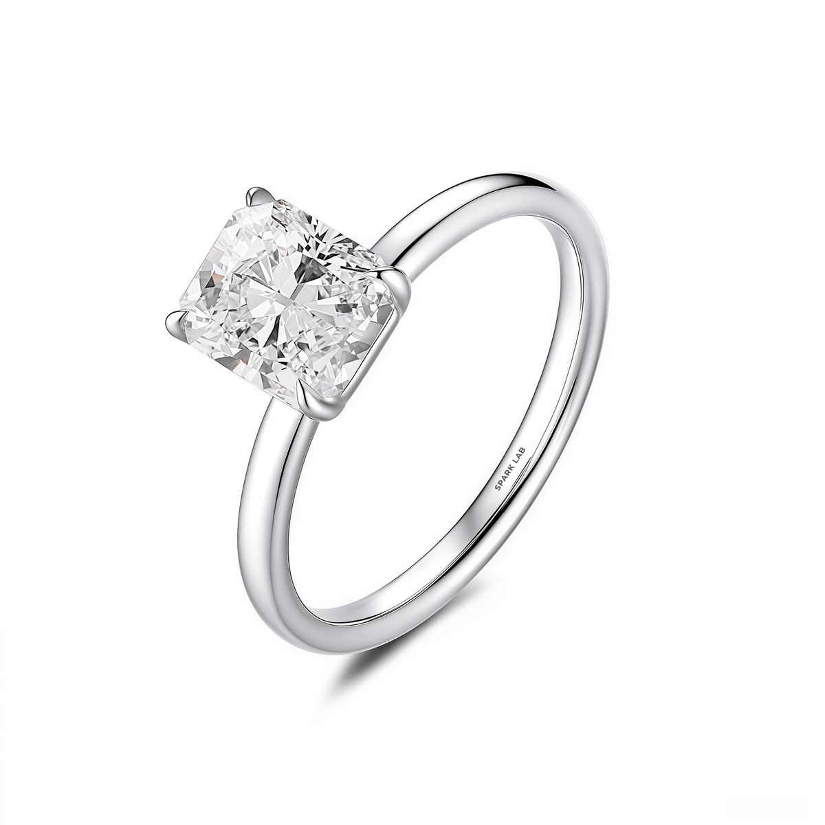 The Clara - Radiant Cut Solitaire Engagement Ring - SparkLab Gems