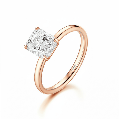 The Clara - Radiant Cut Solitaire Engagement Ring - SparkLab Gems