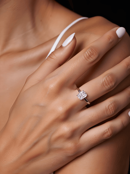 The Clara - Radiant Cut Solitaire Engagement Ring - SparkLab Gems