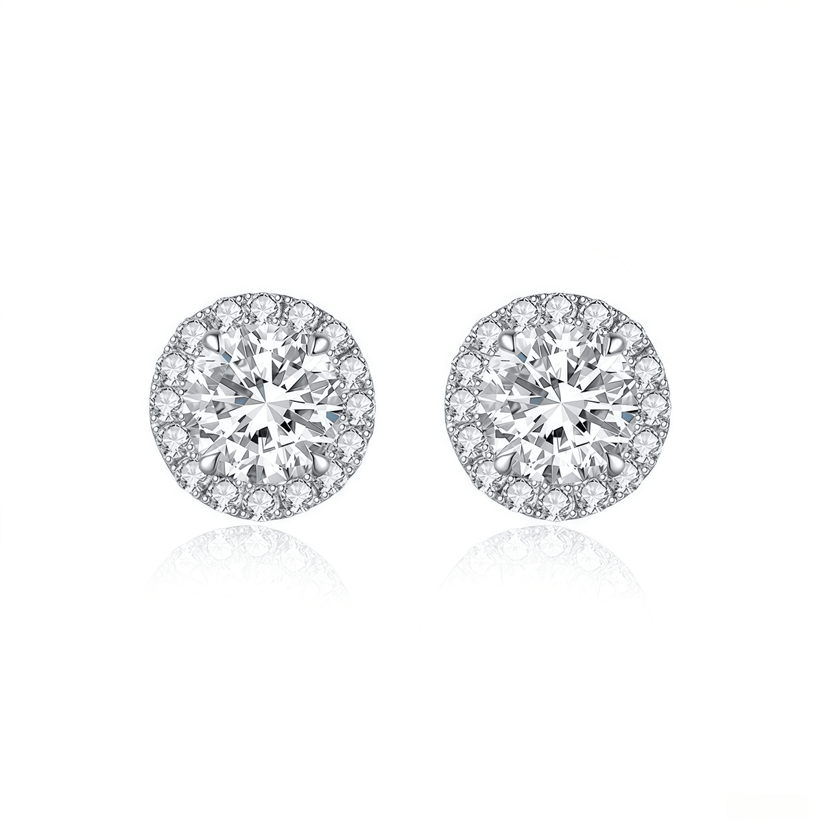 The Classic Round Halo Studs - SparkLab Gems