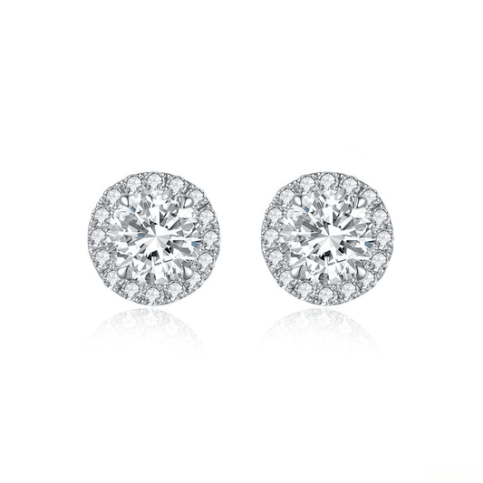 The Classic Round Halo Studs - SparkLab Gems