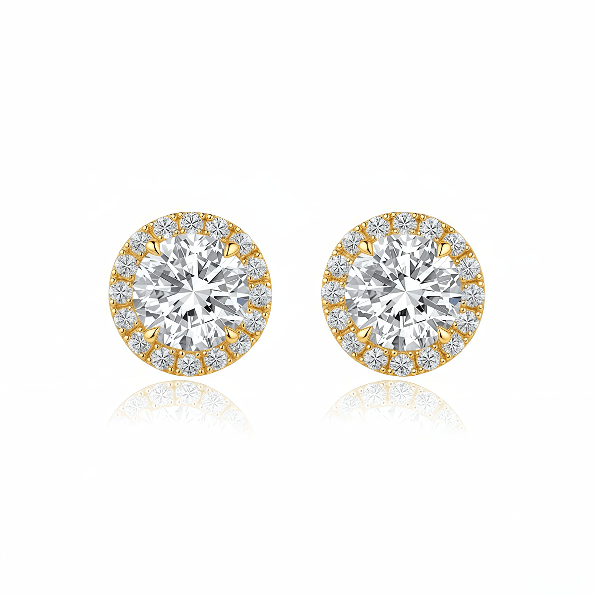 The Classic Round Halo Studs - SparkLab Gems