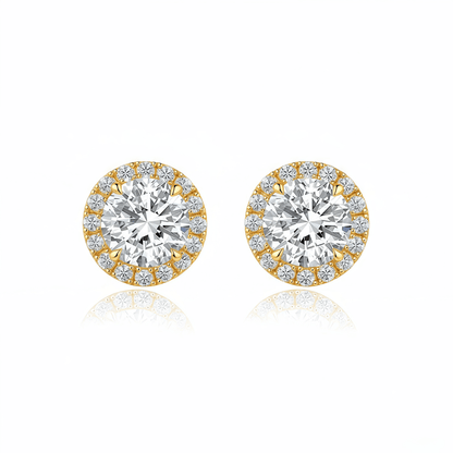 The Classic Round Halo Studs - SparkLab Gems