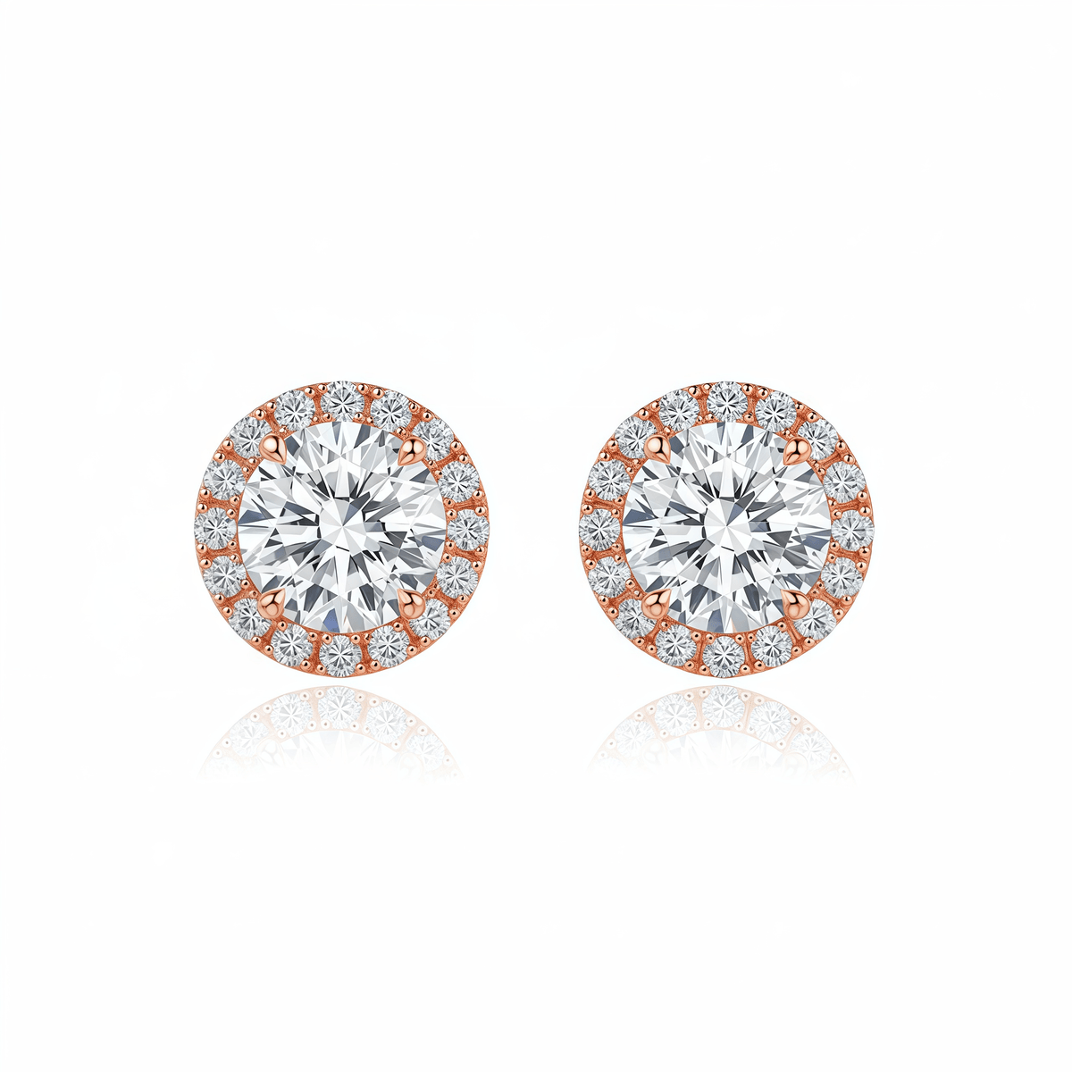 The Classic Round Halo Studs - SparkLab Gems