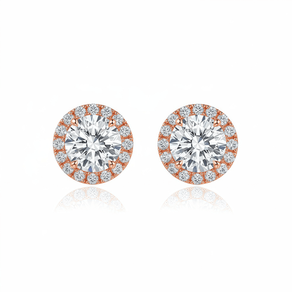 The Classic Round Halo Studs - SparkLab Gems