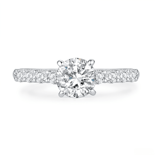 The Classic Round Pave Engagement Ring - SparkLab Gems