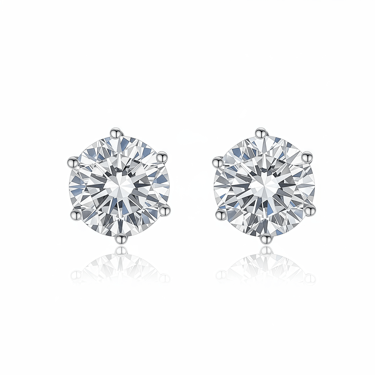 The Classic Six - Prong Diamond Studs - SparkLab Gems