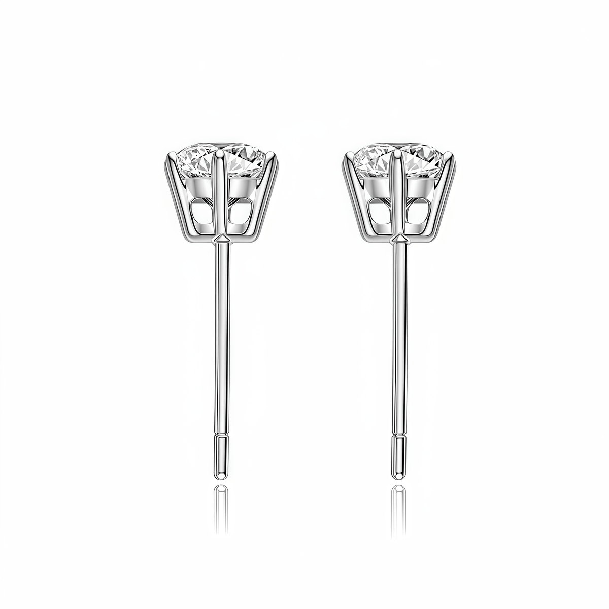 The Classic Six - Prong Diamond Studs - SparkLab Gems