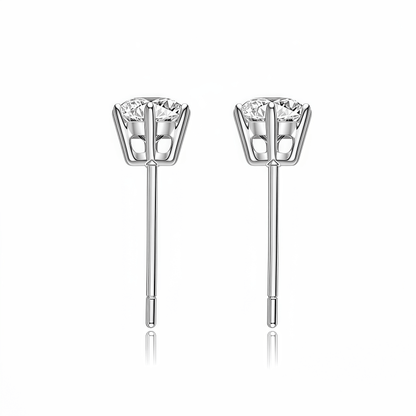 The Classic Six - Prong Diamond Studs - SparkLab Gems