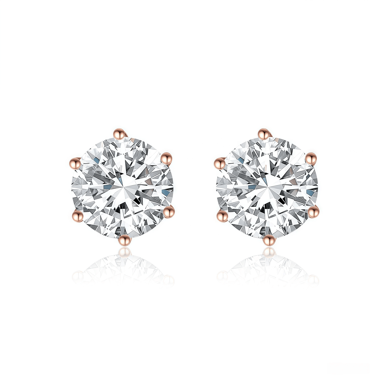 The Classic Six - Prong Diamond Studs - SparkLab Gems