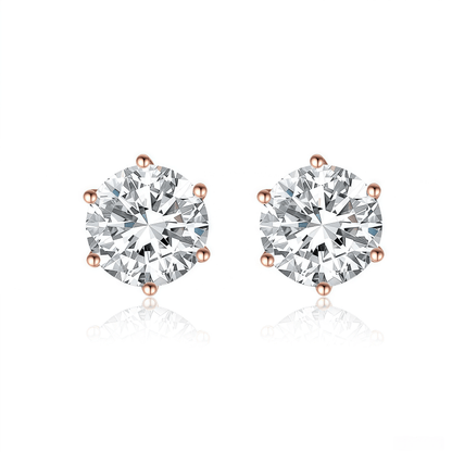 The Classic Six - Prong Diamond Studs - SparkLab Gems