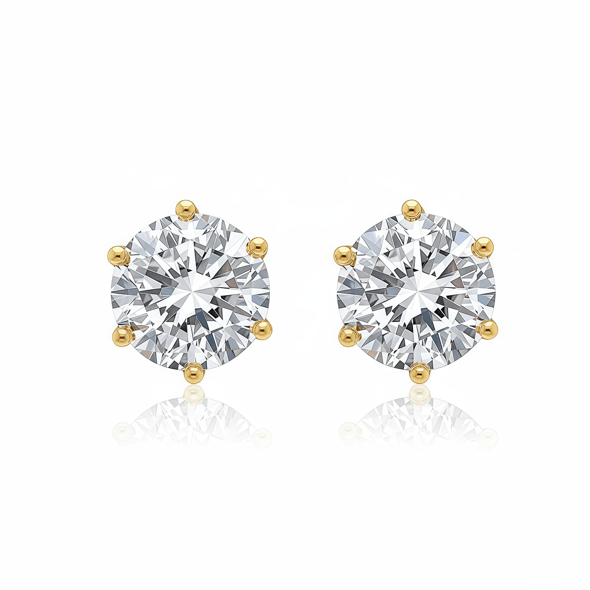 The Classic Six - Prong Diamond Studs - SparkLab Gems
