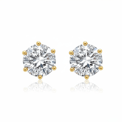 The Classic Six - Prong Diamond Studs - SparkLab Gems