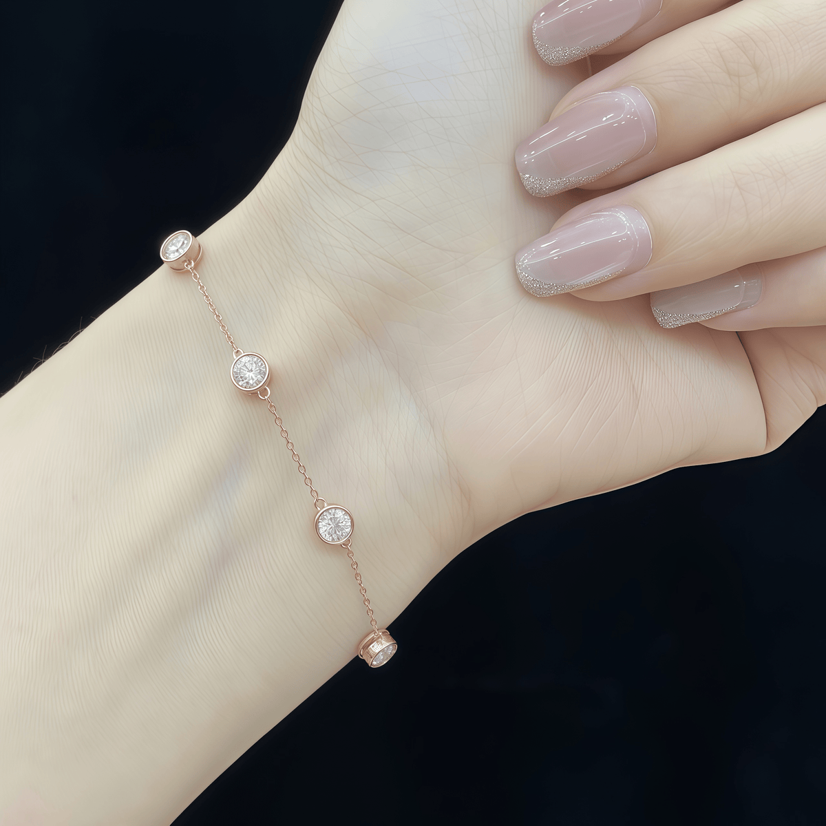 The Dainty Bezel Station Bracelet - SparkLab Gems