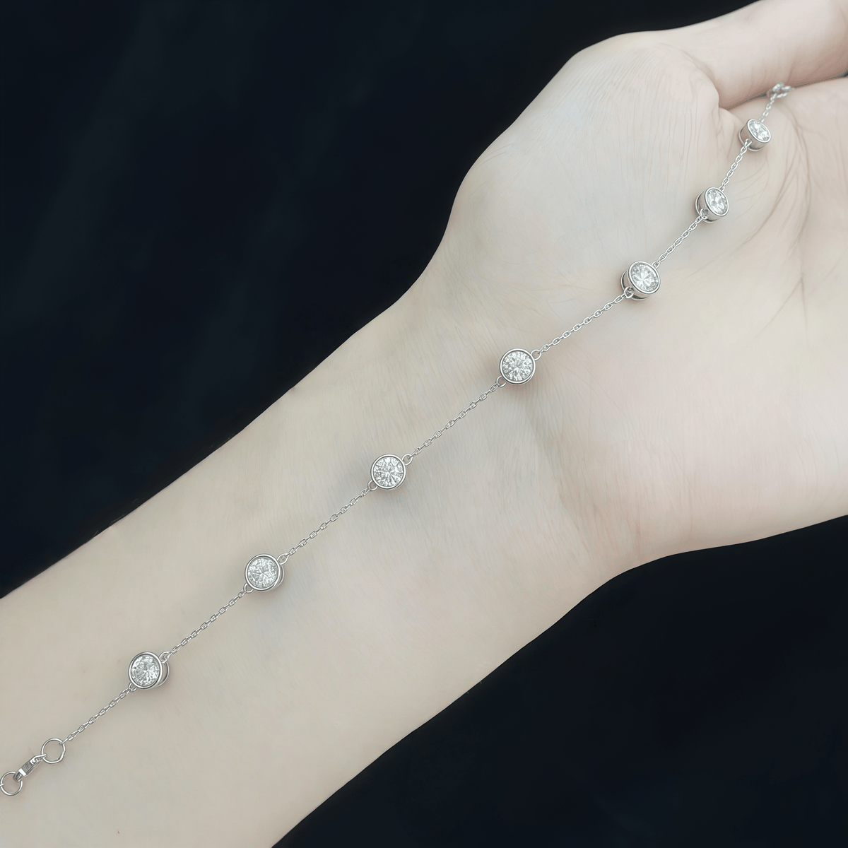 The Dainty Bezel Station Bracelet - SparkLab Gems