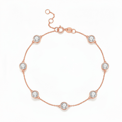 The Dainty Bezel Station Bracelet - SparkLab Gems