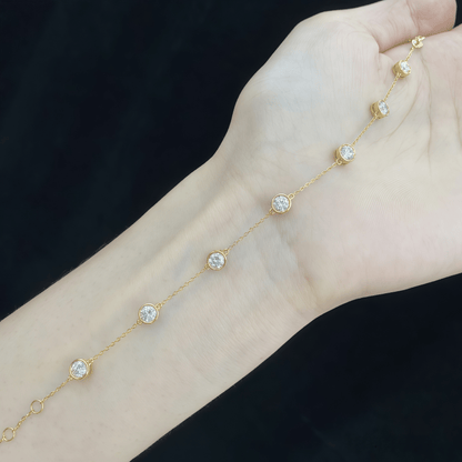 The Dainty Bezel Station Bracelet - SparkLab Gems