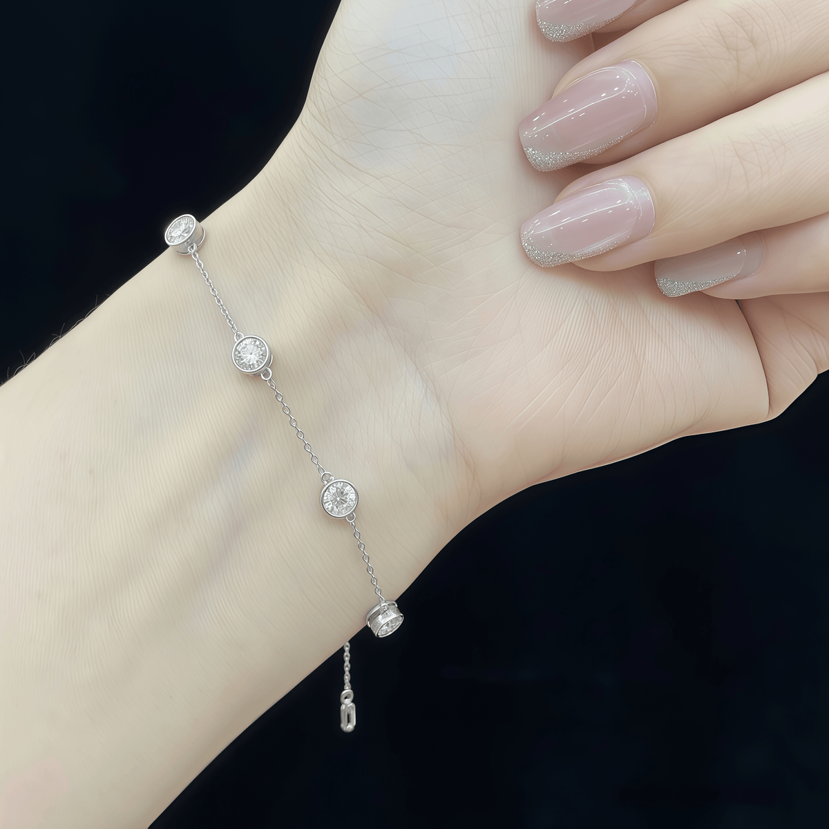 The Dainty Bezel Station Bracelet - SparkLab Gems