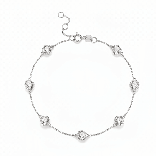 The Dainty Bezel Station Bracelet - SparkLab Gems