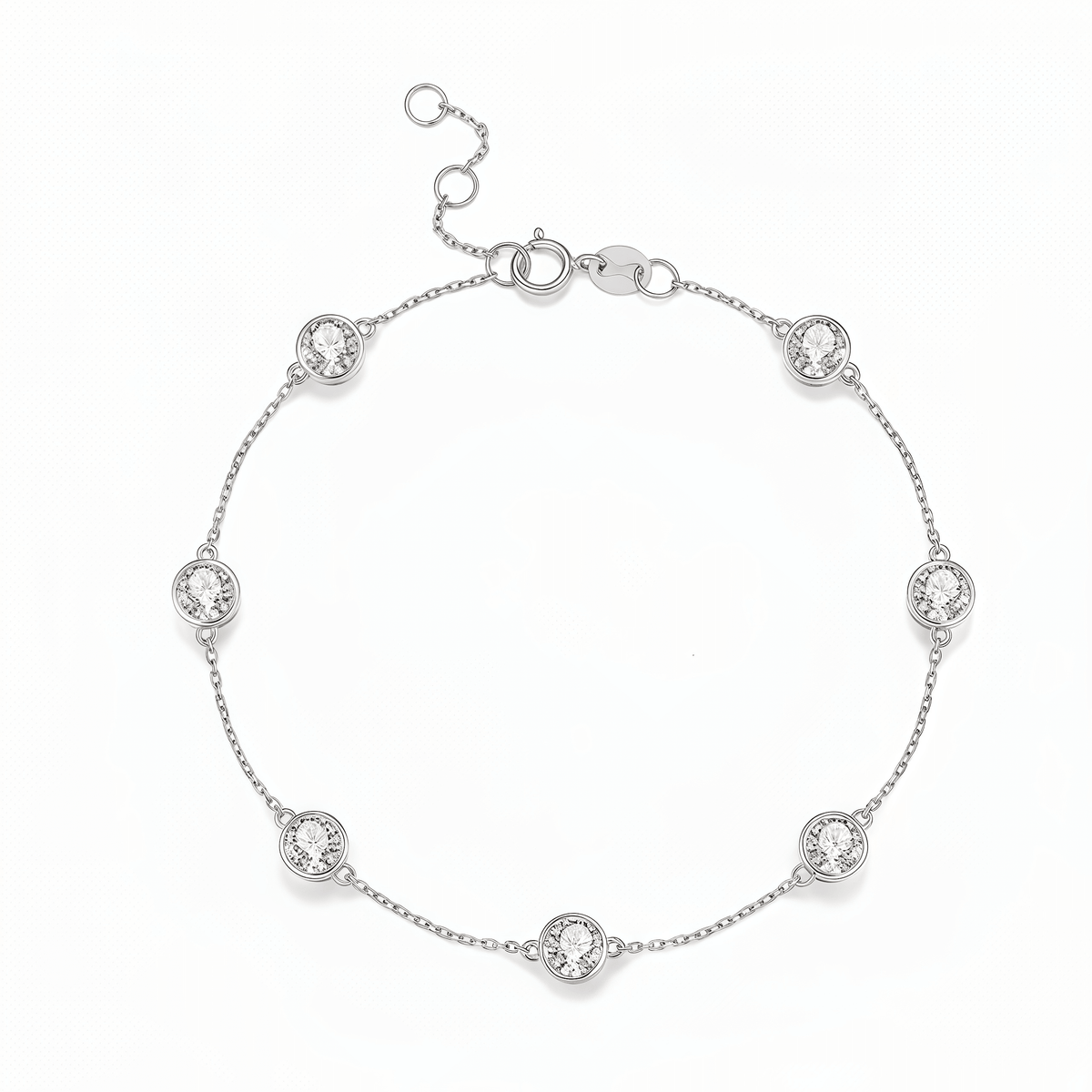 The Dainty Bezel Station Bracelet - SparkLab Gems