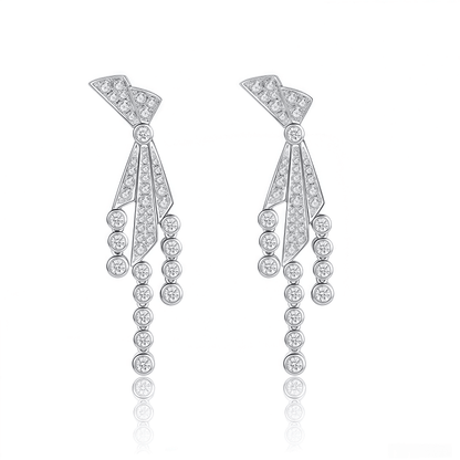 The Diamond Bow Dangle Earrings - SparkLab Gems
