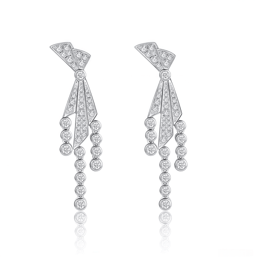 The Diamond Bow Dangle Earrings - SparkLab Gems