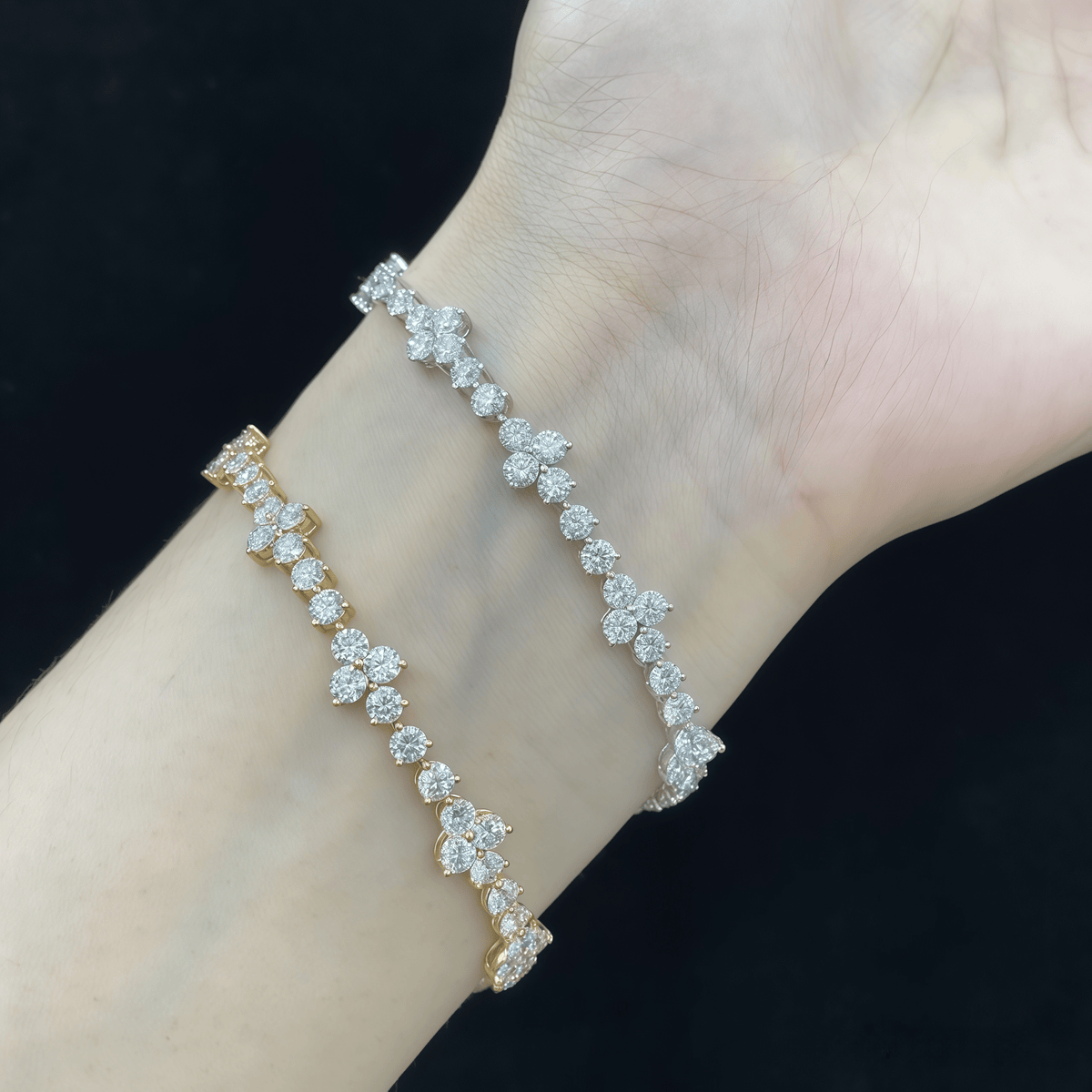 The Diamond Floral Station Bracelet - SparkLab Gems