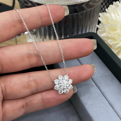 The Diamond Sunflower Necklace - SparkLab Gems