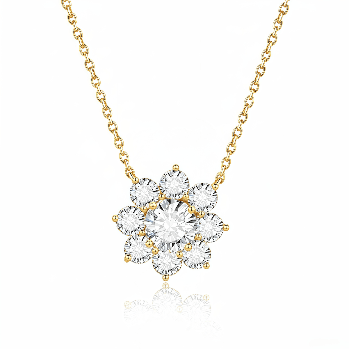 The Diamond Sunflower Necklace - SparkLab Gems