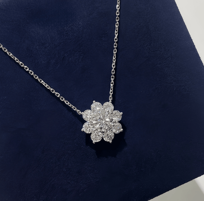 The Diamond Sunflower Necklace - SparkLab Gems