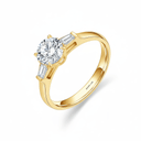 The Eleanor - Round Brilliant & Baguette Three - Stone Ring - SparkLab Gems