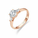 The Eleanor - Round Brilliant & Baguette Three - Stone Ring - SparkLab Gems