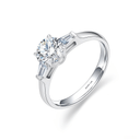 The Eleanor - Round Brilliant & Baguette Three - Stone Ring - SparkLab Gems