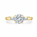 The Eleanor - Round Brilliant & Baguette Three - Stone Ring - SparkLab Gems