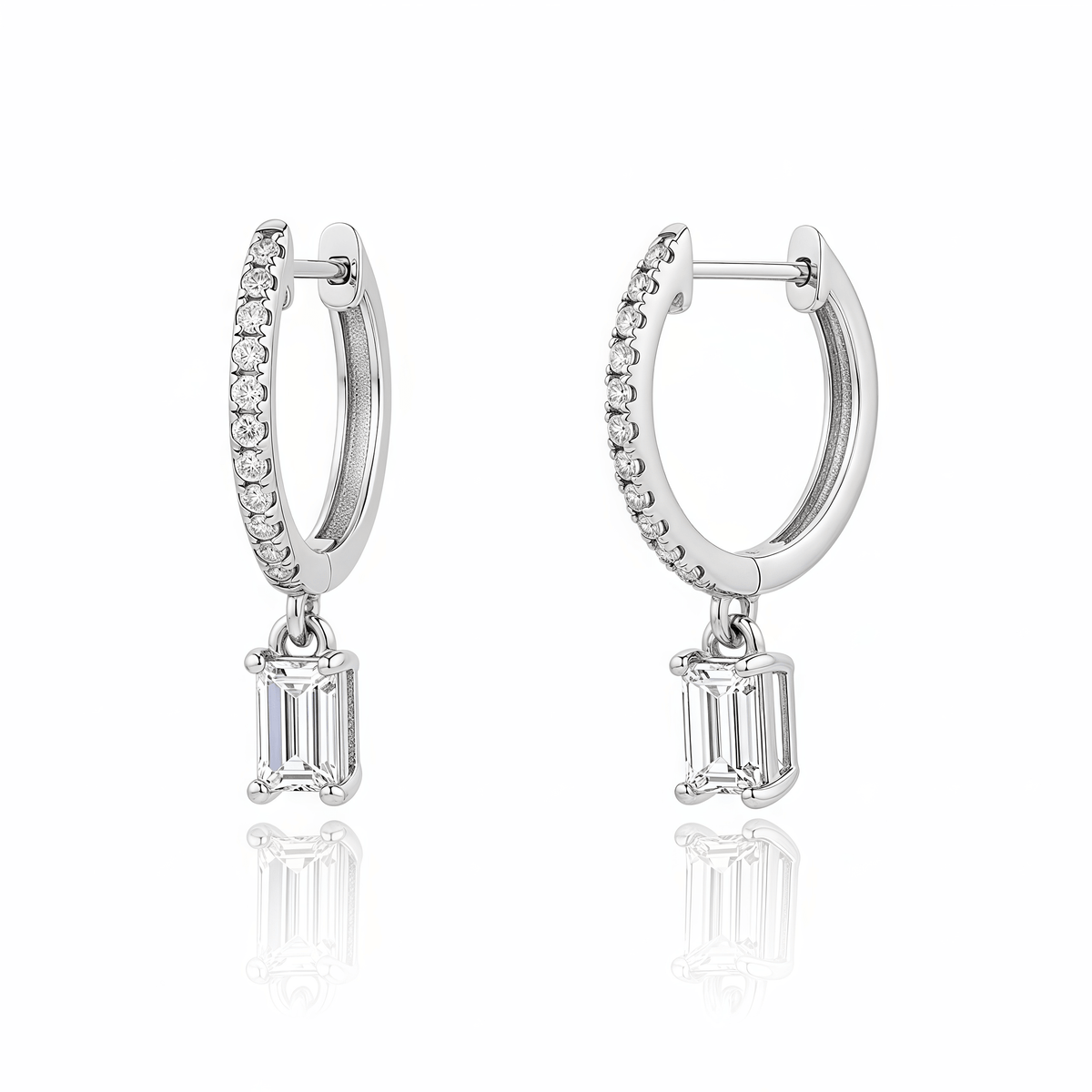 The Emerald Cut Drop Hoops - SparkLab Gems