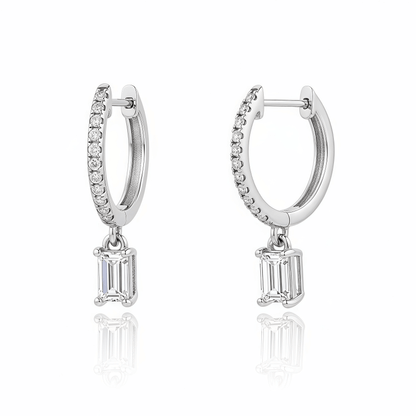The Emerald Cut Drop Hoops - SparkLab Gems