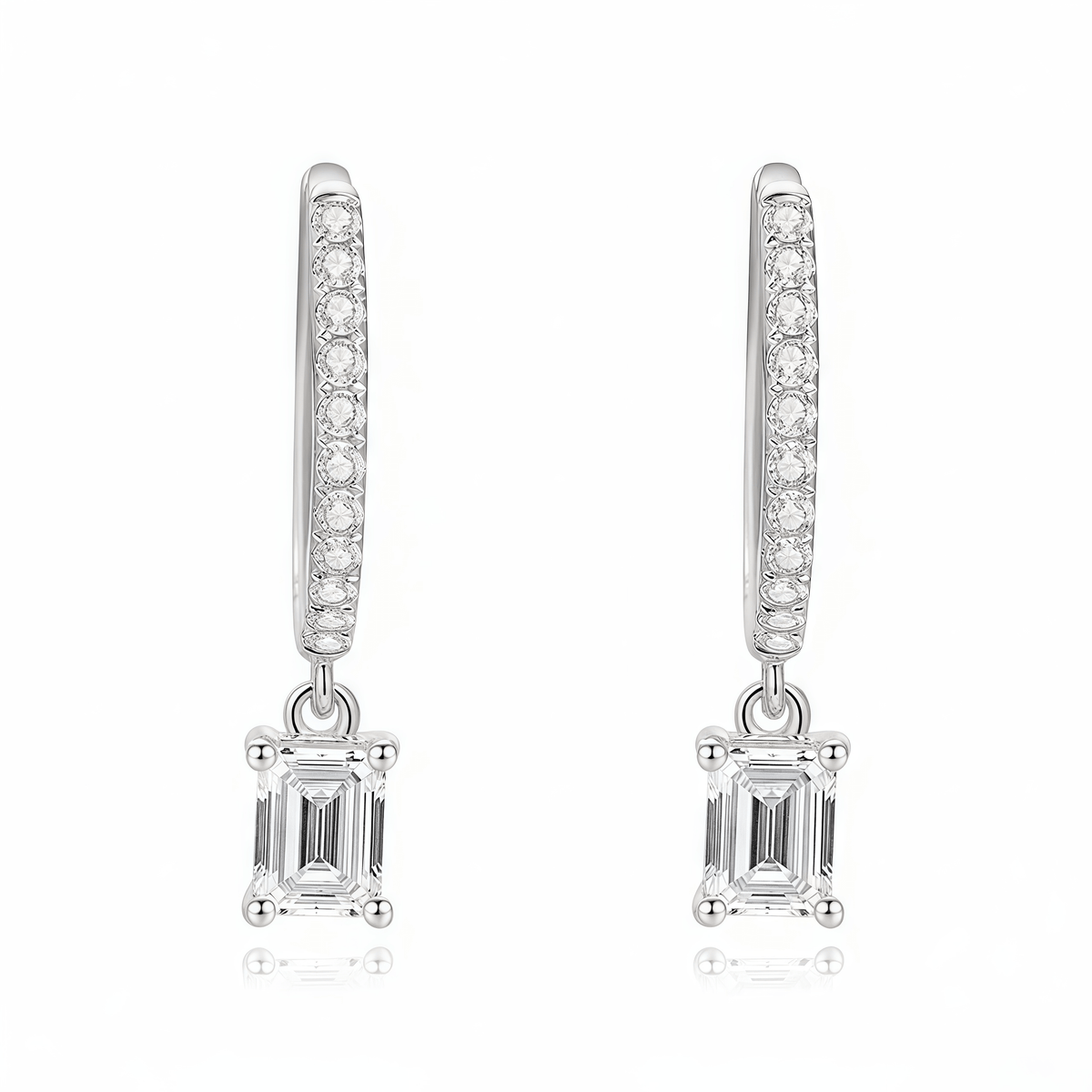 The Emerald Cut Drop Hoops - SparkLab Gems