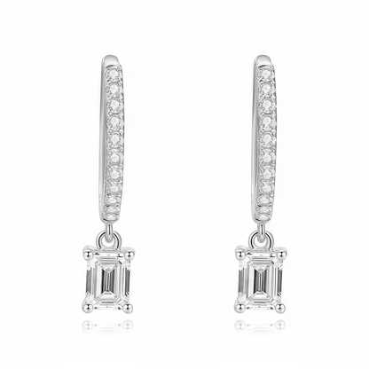 The Emerald Cut Drop Hoops - SparkLab Gems