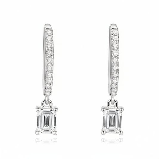 The Emerald Cut Drop Hoops - SparkLab Gems