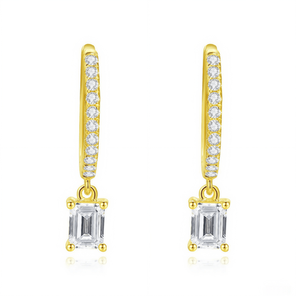 The Emerald Cut Drop Hoops - SparkLab Gems
