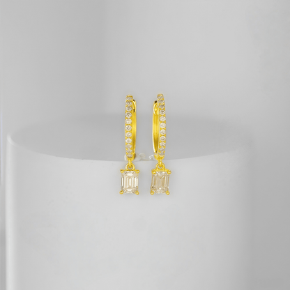 The Emerald Cut Drop Hoops - SparkLab Gems