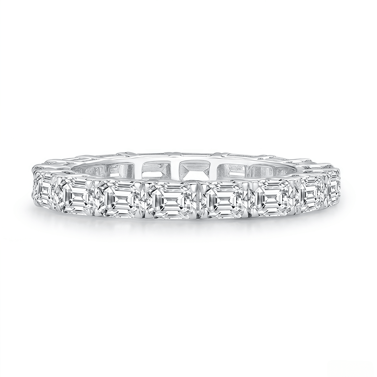 The Emerald Cut Eternity Band - SparkLab Gems