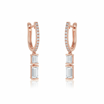 The Emerald Cut Linear Drop Earrings - SparkLab Gems