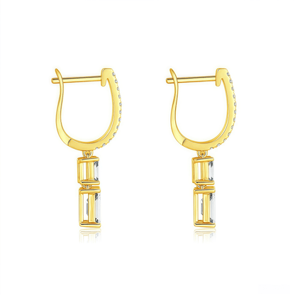 The Emerald Cut Linear Drop Earrings - SparkLab Gems