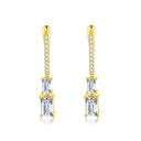 The Emerald Cut Linear Drop Earrings - SparkLab Gems