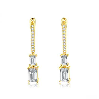 The Emerald Cut Linear Drop Earrings - SparkLab Gems