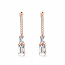 The Emerald Cut Linear Drop Earrings - SparkLab Gems